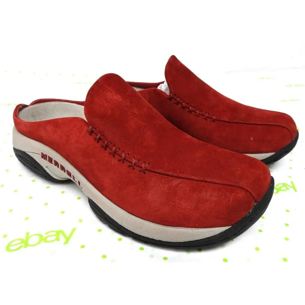 Merrell women's size 6.5 red ember suede slip on sneakers shoes comfort